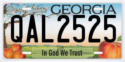 GA license plate QAL2525