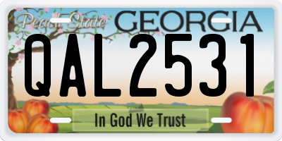 GA license plate QAL2531