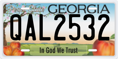 GA license plate QAL2532