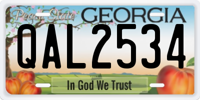 GA license plate QAL2534