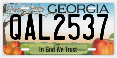 GA license plate QAL2537