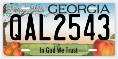 GA license plate QAL2543