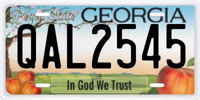 GA license plate QAL2545