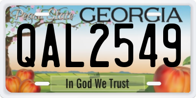 GA license plate QAL2549