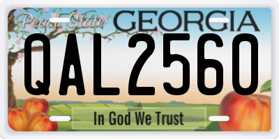 GA license plate QAL2560