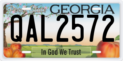 GA license plate QAL2572