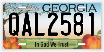 GA license plate QAL2581