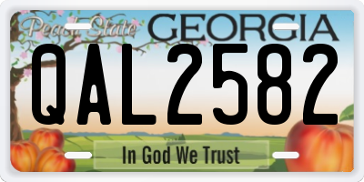 GA license plate QAL2582