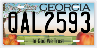 GA license plate QAL2593