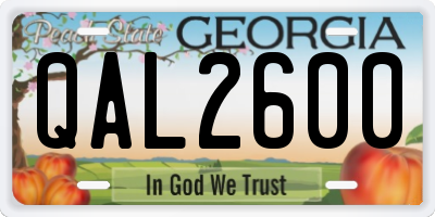 GA license plate QAL2600