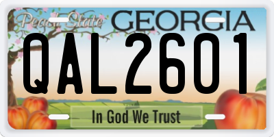 GA license plate QAL2601