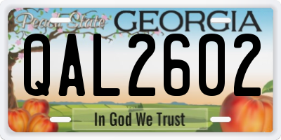 GA license plate QAL2602