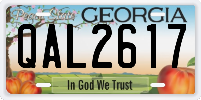 GA license plate QAL2617