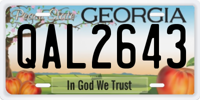 GA license plate QAL2643