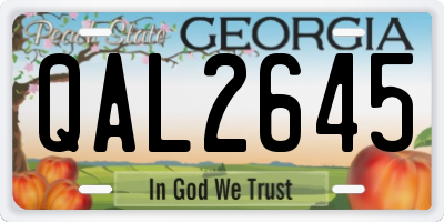 GA license plate QAL2645