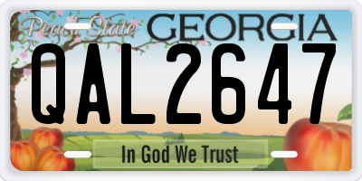 GA license plate QAL2647