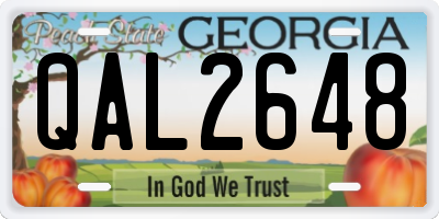 GA license plate QAL2648