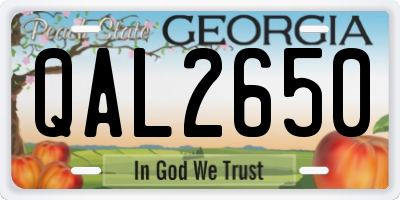 GA license plate QAL2650