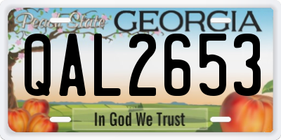 GA license plate QAL2653