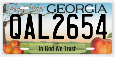 GA license plate QAL2654