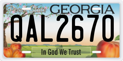 GA license plate QAL2670