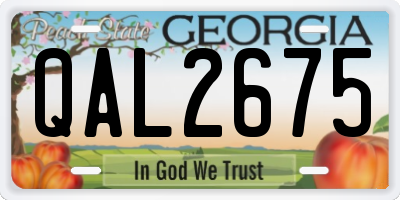 GA license plate QAL2675