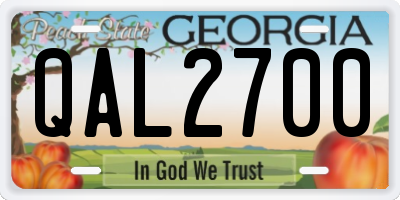 GA license plate QAL2700