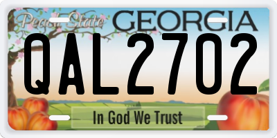 GA license plate QAL2702