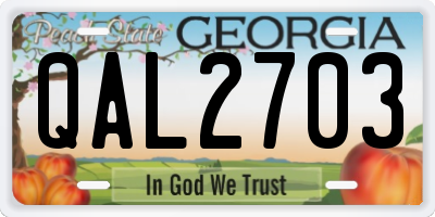 GA license plate QAL2703