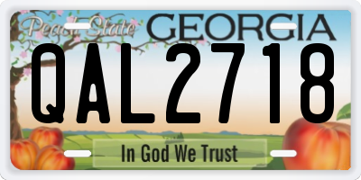 GA license plate QAL2718