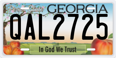 GA license plate QAL2725