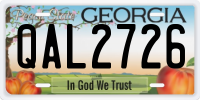 GA license plate QAL2726