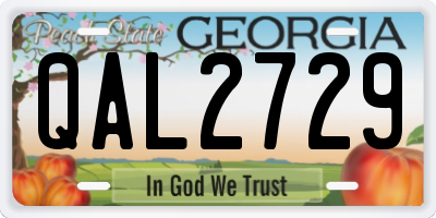 GA license plate QAL2729