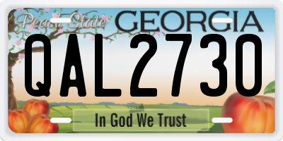 GA license plate QAL2730