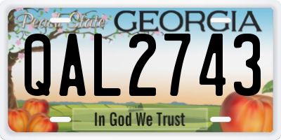 GA license plate QAL2743