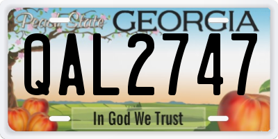 GA license plate QAL2747