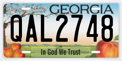 GA license plate QAL2748