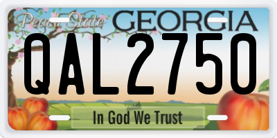 GA license plate QAL2750