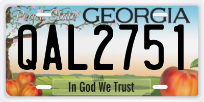 GA license plate QAL2751