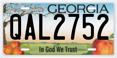 GA license plate QAL2752