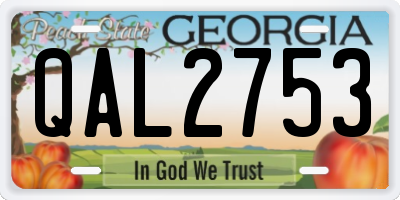 GA license plate QAL2753