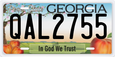 GA license plate QAL2755