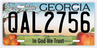 GA license plate QAL2756