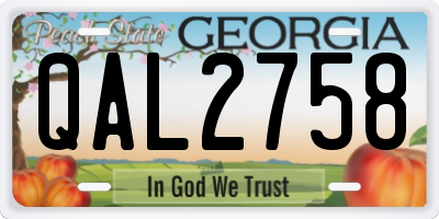 GA license plate QAL2758