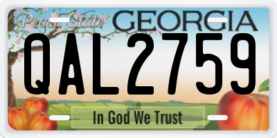 GA license plate QAL2759