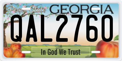 GA license plate QAL2760