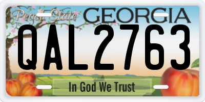 GA license plate QAL2763