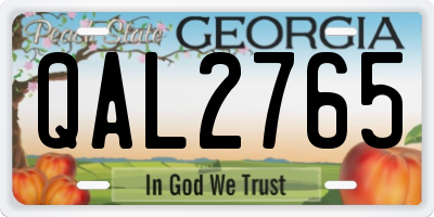 GA license plate QAL2765