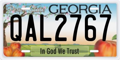 GA license plate QAL2767