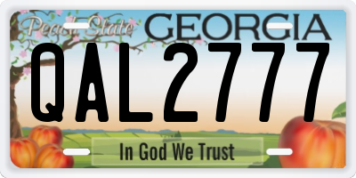 GA license plate QAL2777